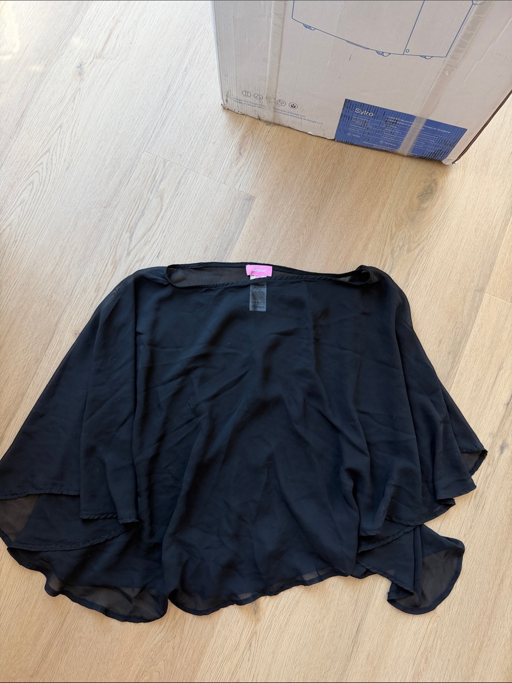 Black Chiffon Women's Poncho Small  - Brand: Edikted